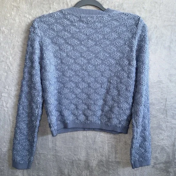 Mng Mango Textured Knit Cardigan Sweater Womens Small Blue Preppy Office Light - Picture 6 of 6